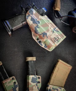 M81 WOODLAND CAMO STACCATO HOLSTER AND MAG POUCHES